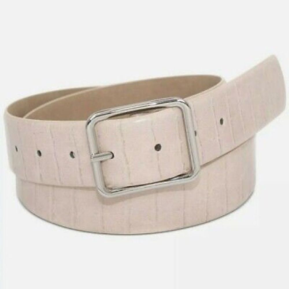 NWT INC International Concepts Croc-Embossed Panel Belt Taupe M